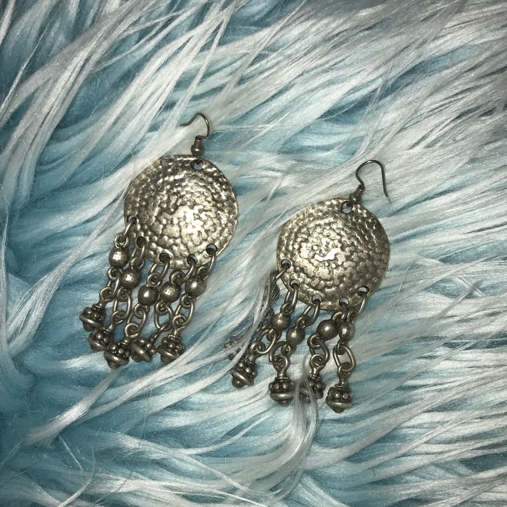 Silver Forged Metal Earrings